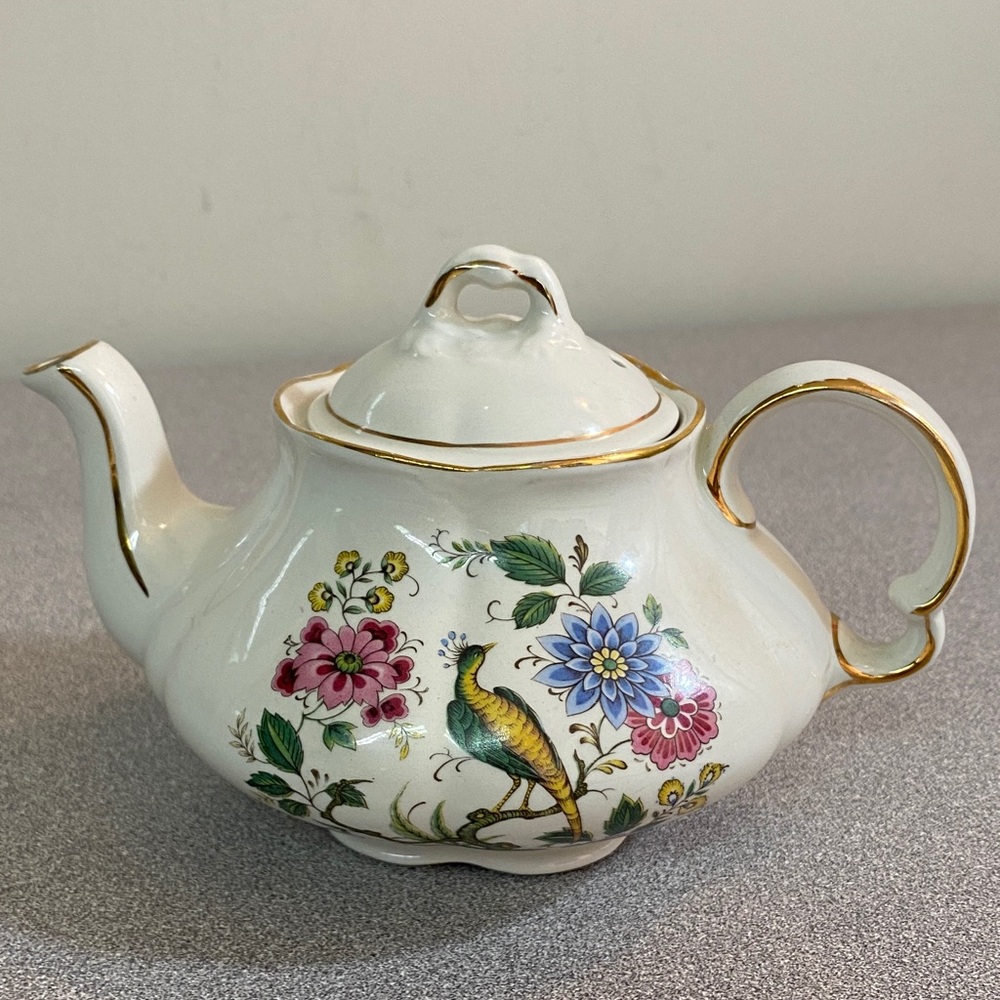 Ellgreave Ironstone Teapot with Floral and Gold Details